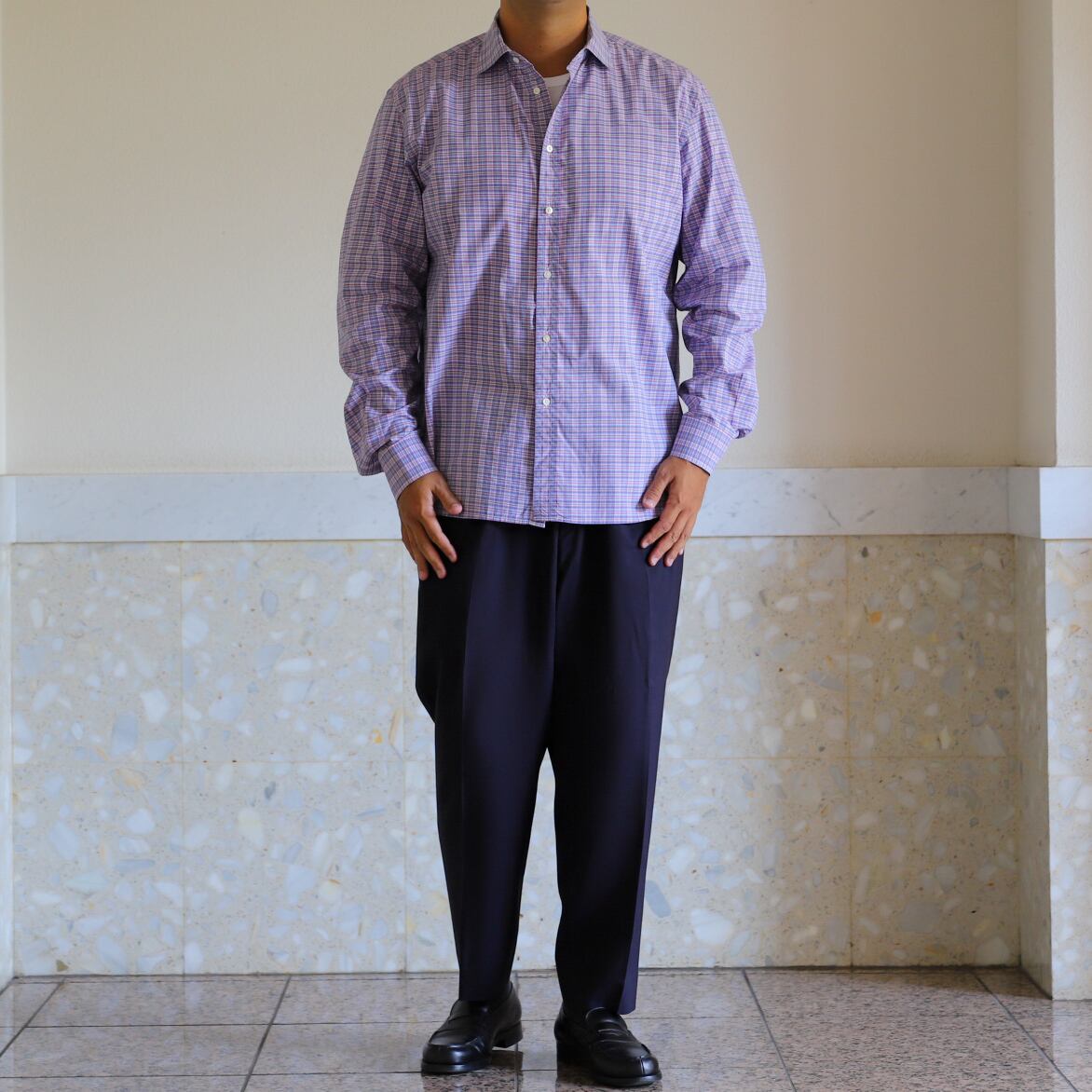 未使用】Ralph Lauren Purple Label special cotton check shirt made