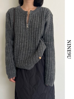half-zip round-neck knit【NINE9830】