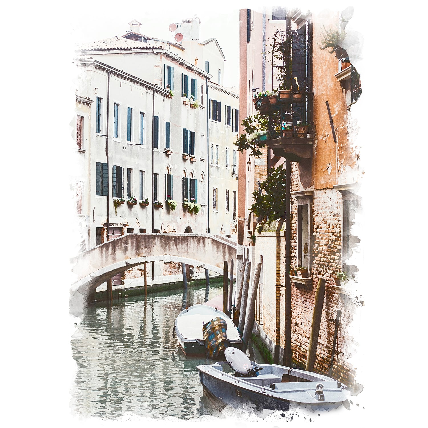 絵画 風景画 イタリア ヴェネツィアの運河 インテリアアート額付き 
