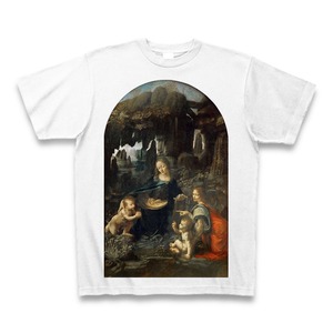 岩窟の聖母（レオナルド・ダ・ヴィンチ）：厳選名画Tシャツコレクション（ホワイト・絵画大）