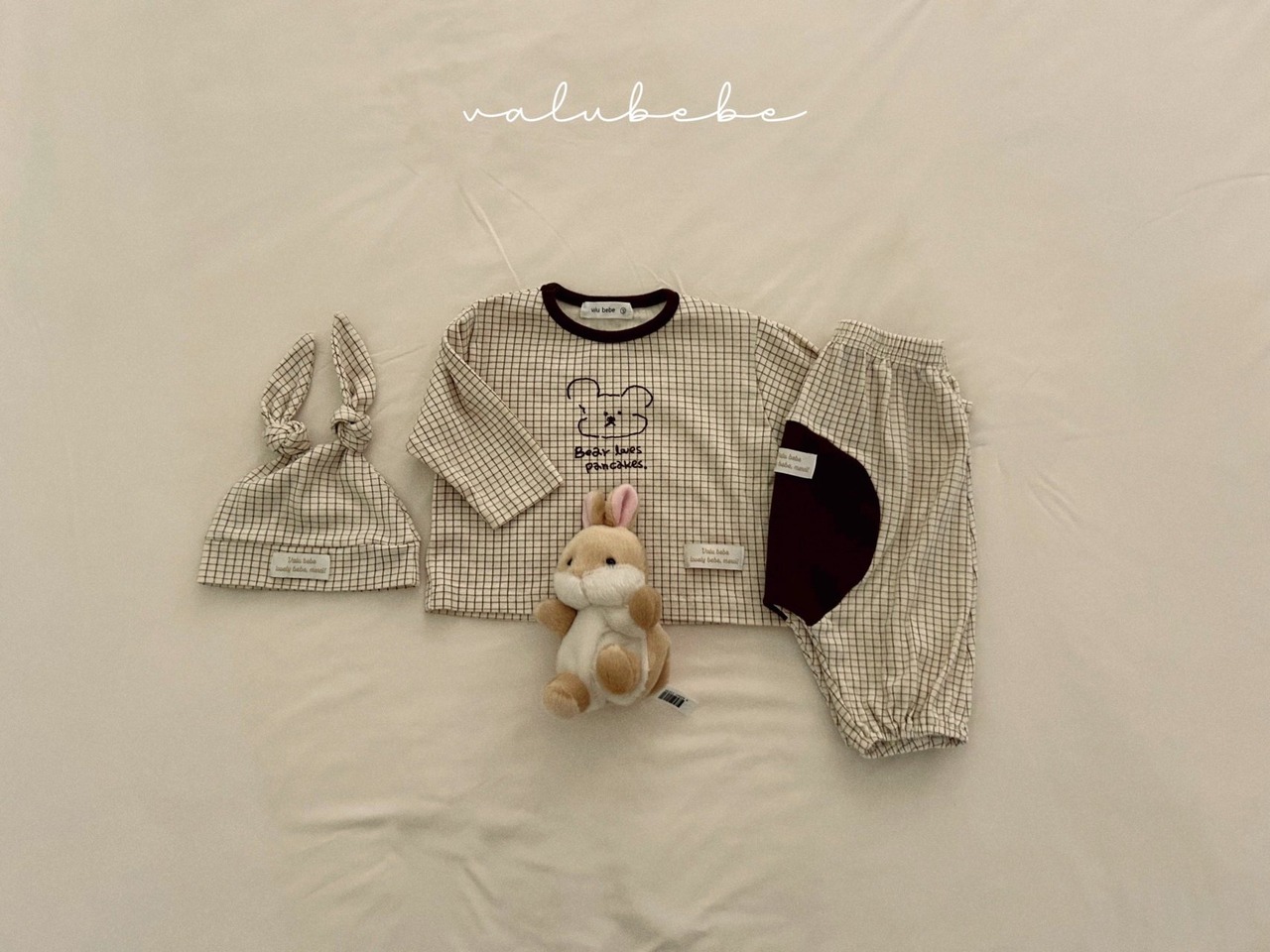 【valu bebe】格子チェックベアT brown check 60〜90cm【240201va】 - 8