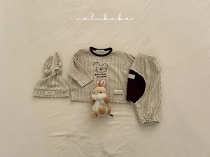 【valu bebe】格子チェックベアT brown check 60〜90cm【240201va】