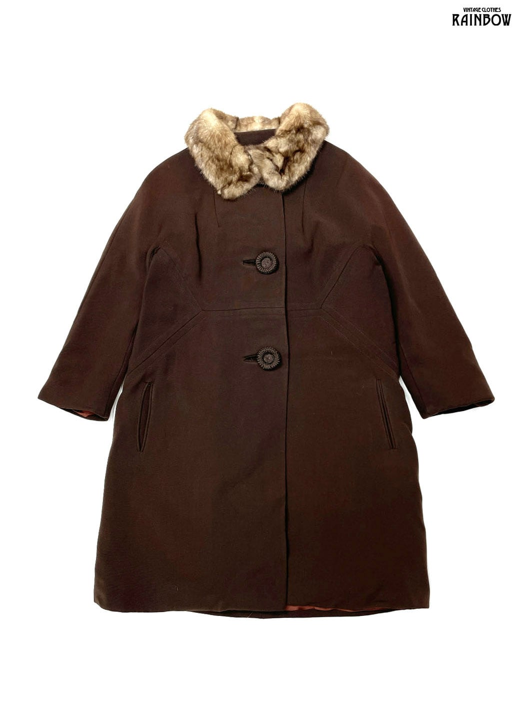 WHITE STAG VOSTOK | Coat Fur Reversible STAG WHITE 90s ダブルブレスト ビンテージ ファーコート ダークブラウン ジャケット・アウター