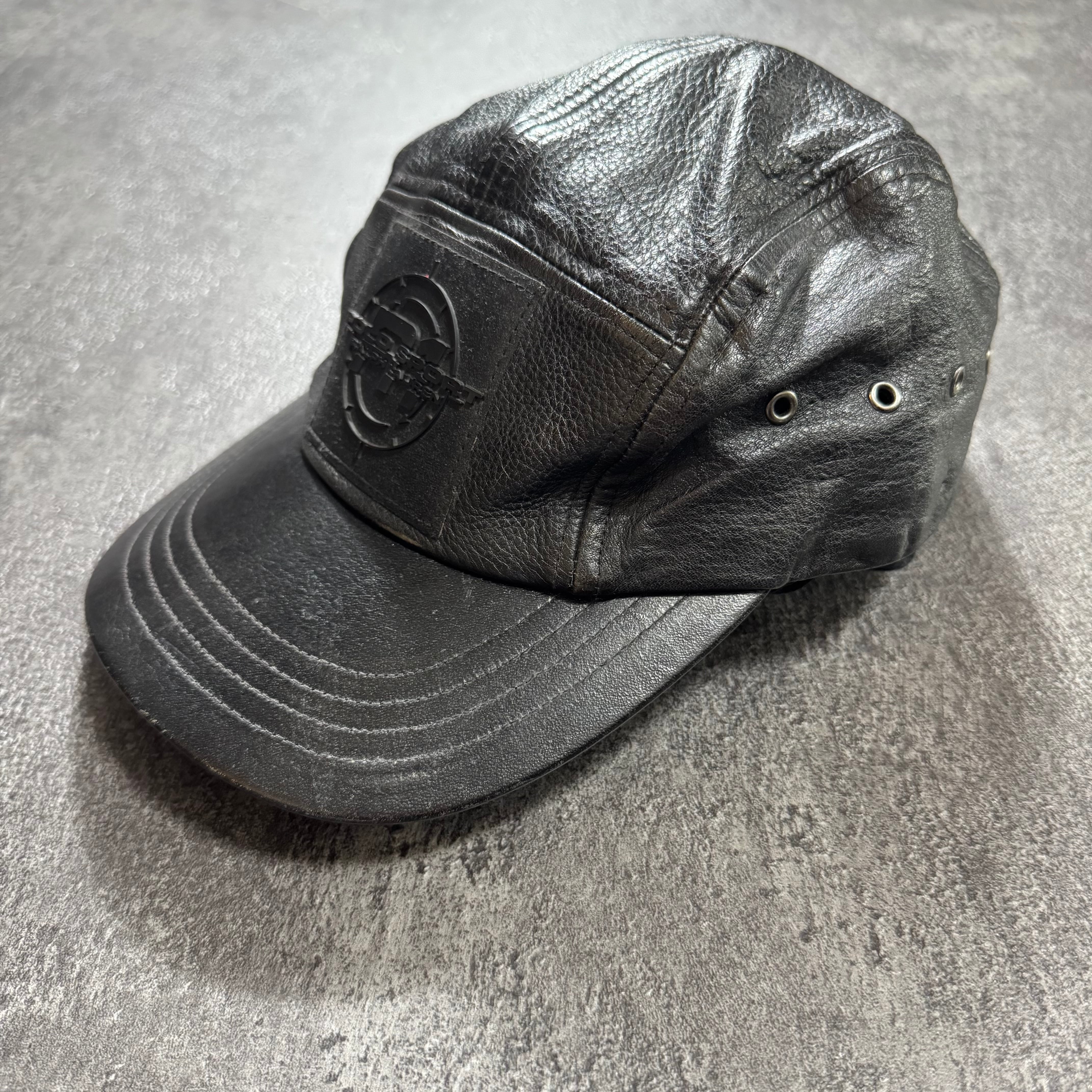 90s POLO SPORT Black Leather Cap ポロスポーツ レザーキャップ
