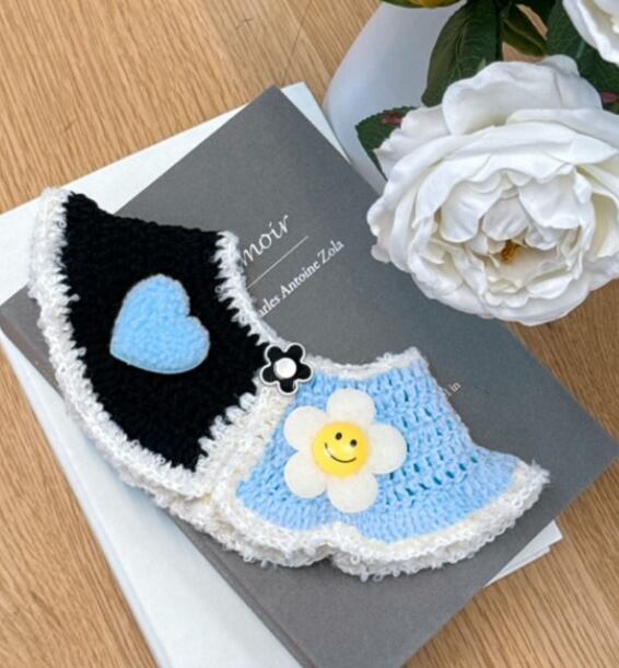 予約【Bam’studio】Wool Smile Flower Heart Cape (Blue)