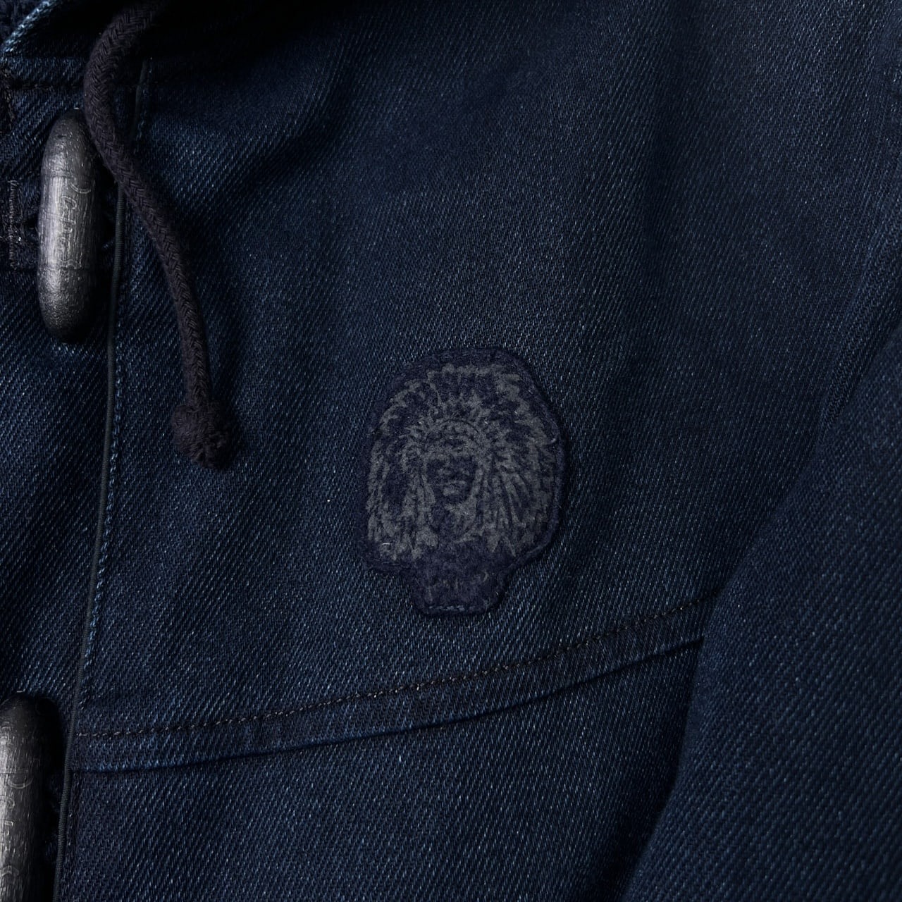 PAPAS パパス 裏ボア デニム ダッフルコート L/ネイビー