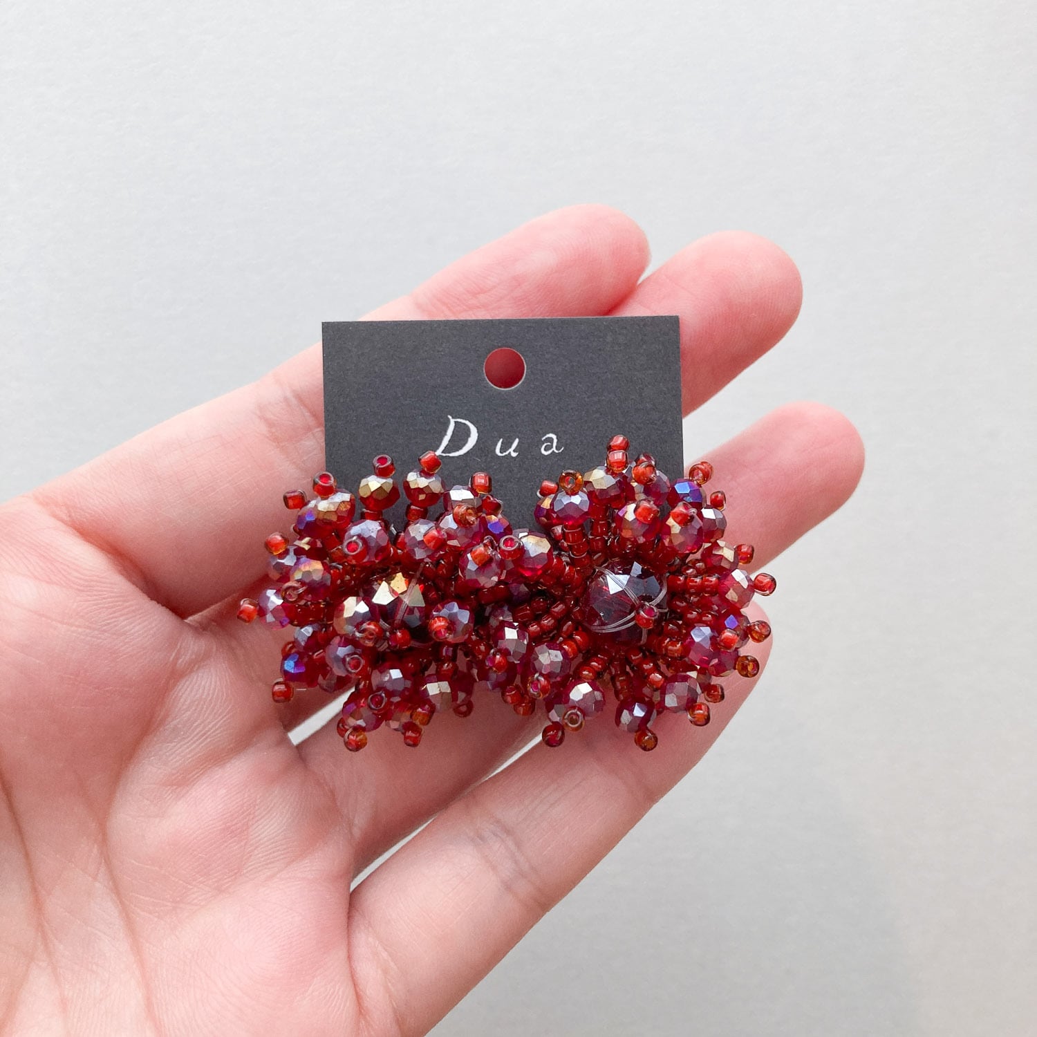 Duaオリジナル 立体お花ビーズワークカボション〈ピアス/イヤリング
