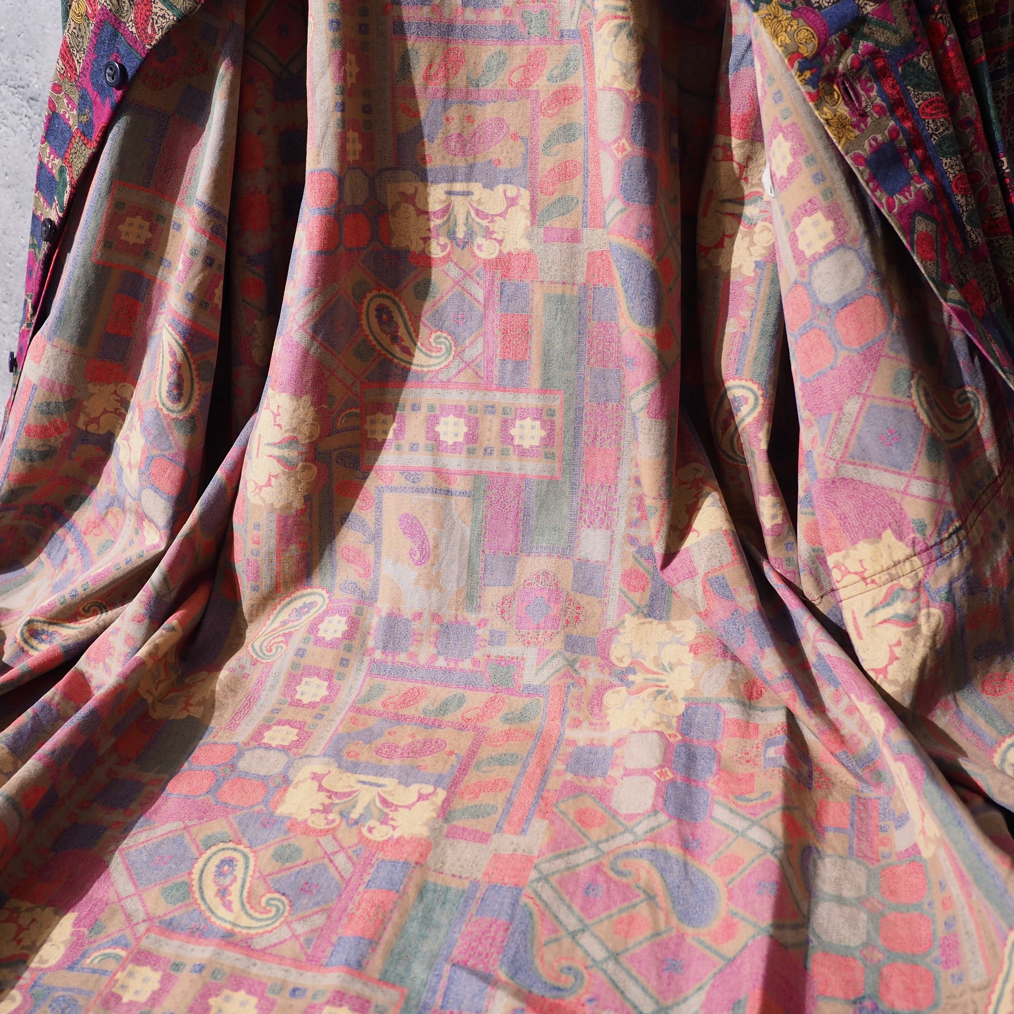 1990s "曼荼羅 " Beautiful luxury All Over pattern vintage loose shirt