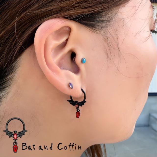 ボディピアス 16G コウモリ Bat and Coffin ハロウィンピアス