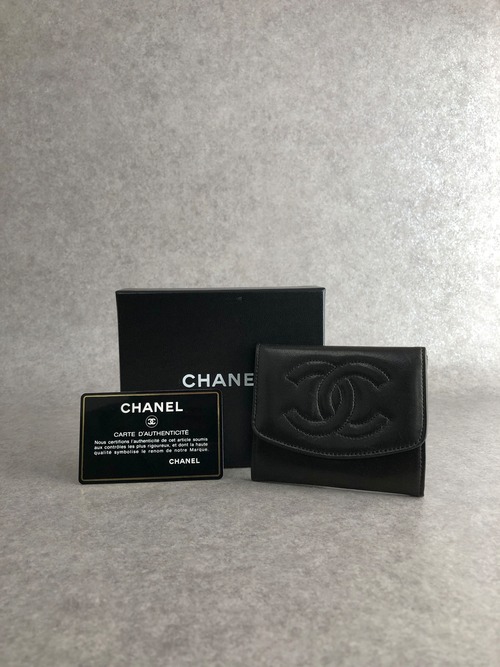 CHANEL シャネル コインケース ブラック ココマーク 型押し レザー vintage ヴィンテージ オールド 4umftb