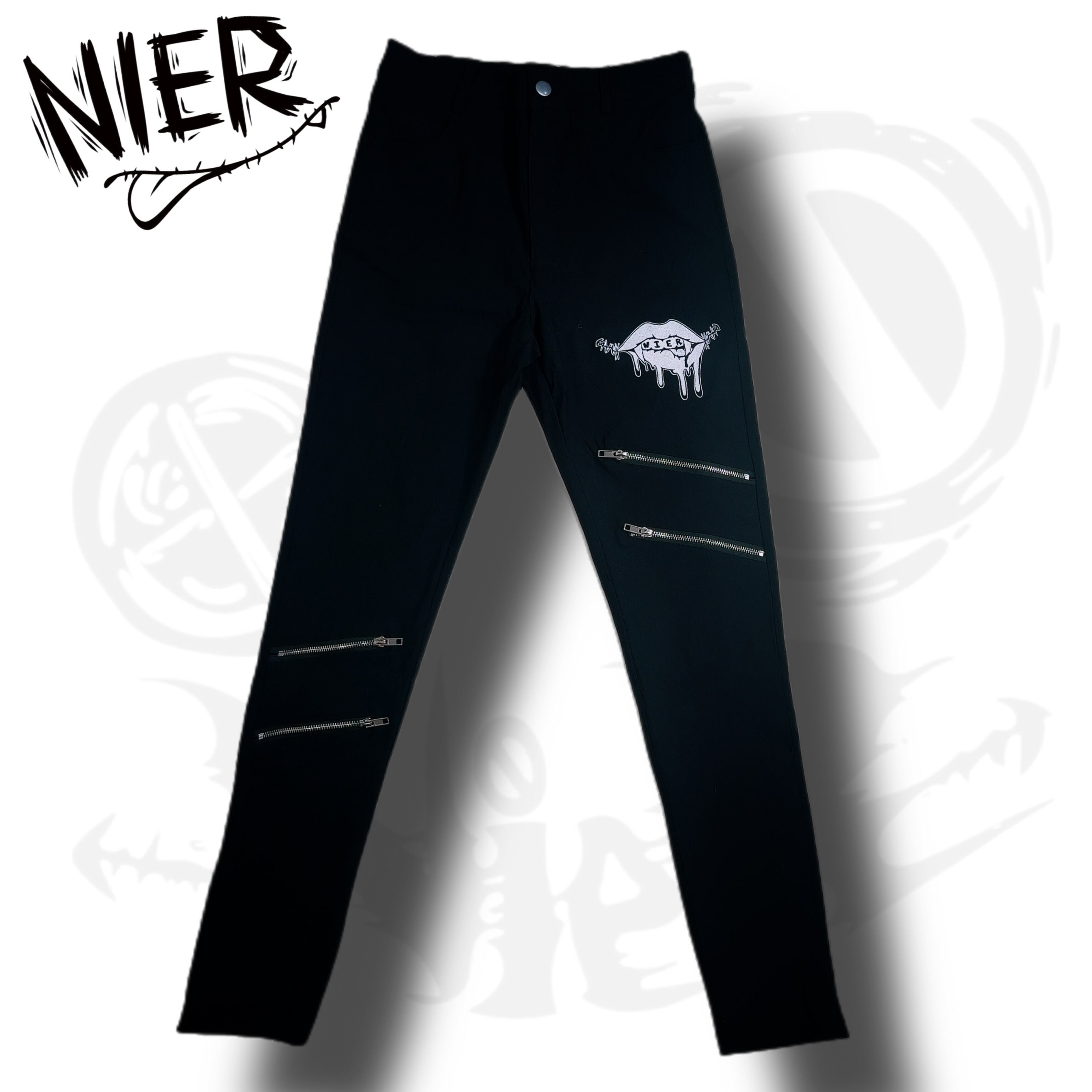 NieR 4FAKE ZIP STYLISH PANTS【刺繍LIPS】