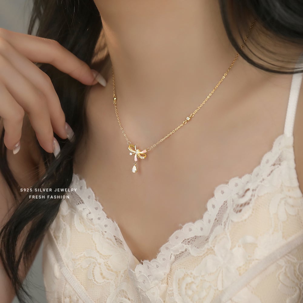 オリジナル リボン ネックレス K18 18金レディース ジュエリー