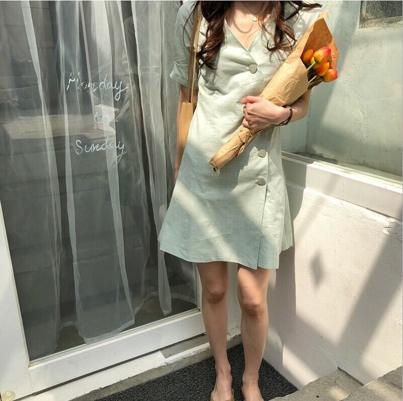春新作 ワンピース 春ワンピース 夏ワンピース ミニワンピース ワンピースミニ丈 ミニ丈ワンピース リゾートワンピース Vネック ペパーミントグリーン S M Viento