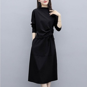 セットアップ カットソー スカート レディース 2点セット 膝丈 上下セット ウエストゴム きれいめ 上品 カジュアル 長袖 韓国 大きいサイズ 通勤 通学