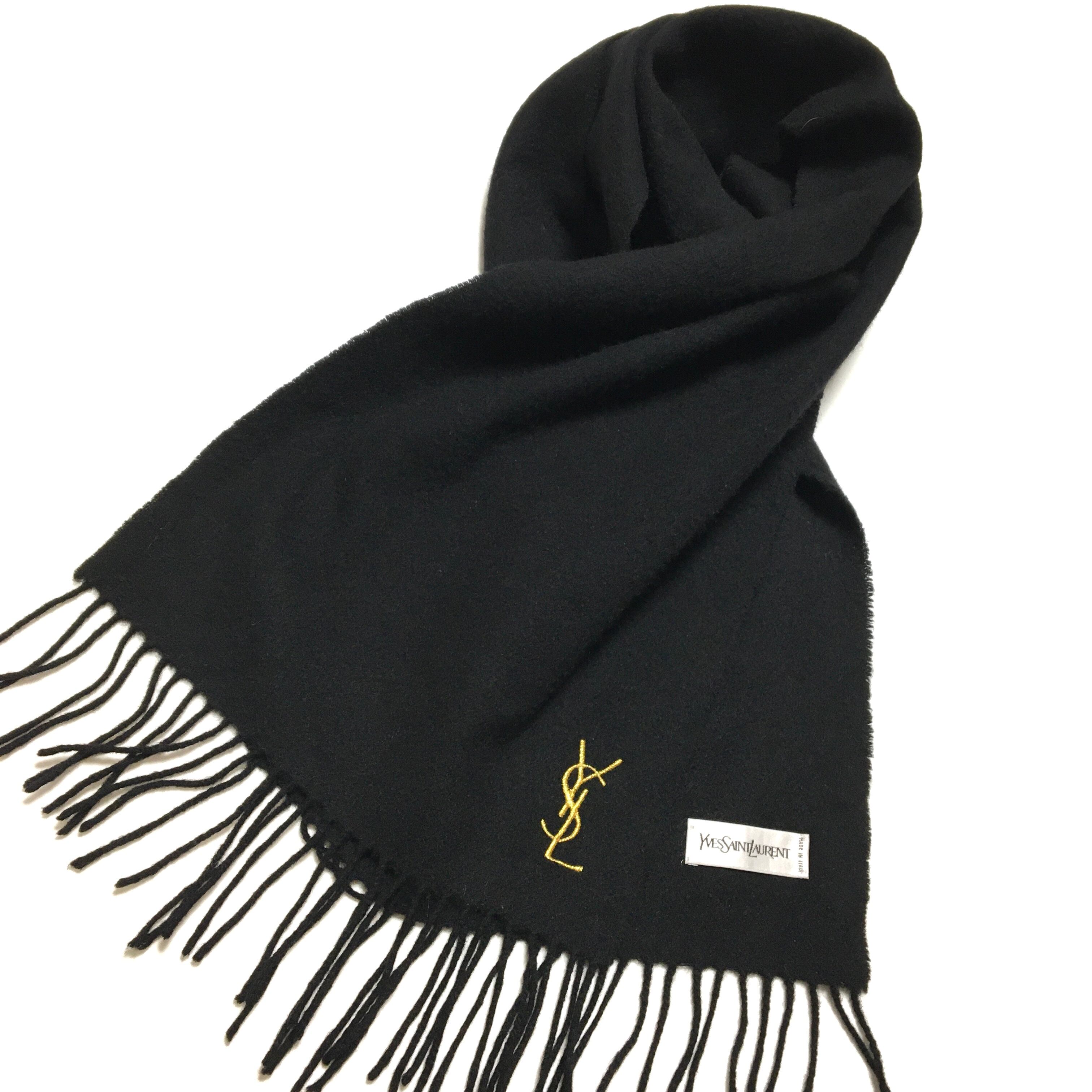 希少 SAINT LAURENT サンローラン　マフラー　ロゴ　ウール　カシミヤ 希少 SAINT LAURENT サンローラン マフラー ロゴ ウール カシミヤ