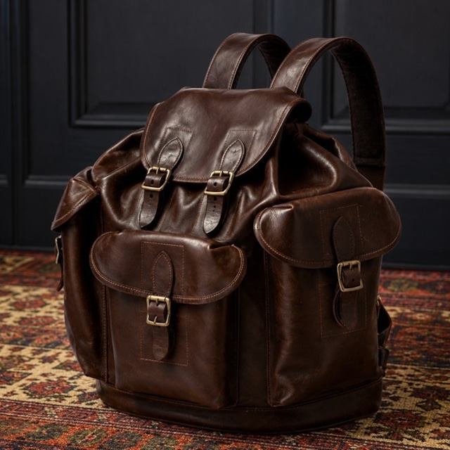 VASCO(ヴァスコ)~LEATHER ARMY RUCKSACK BROWN~