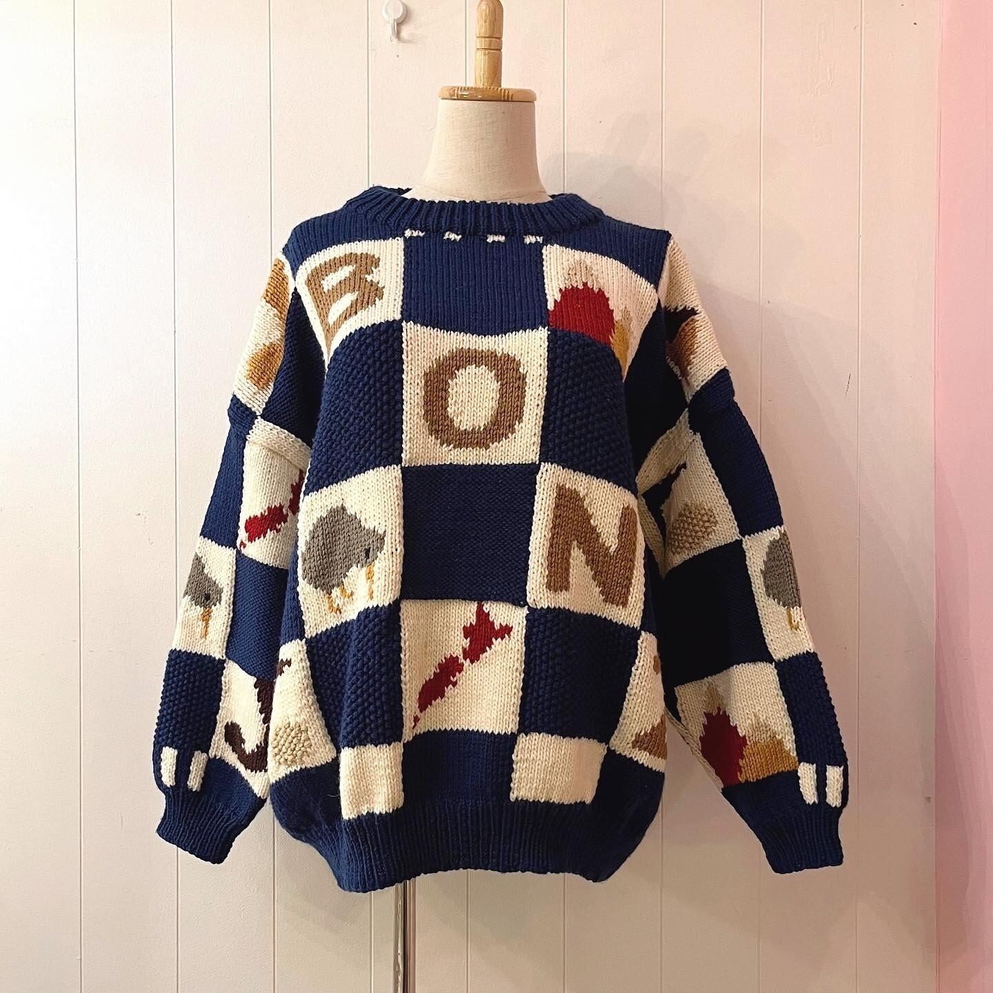 made in new zealand blue block sweater