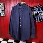 90s POLO RALPH LAUREN コットンBDシャツ 茄子紺 ネイビー バーガンディポニー