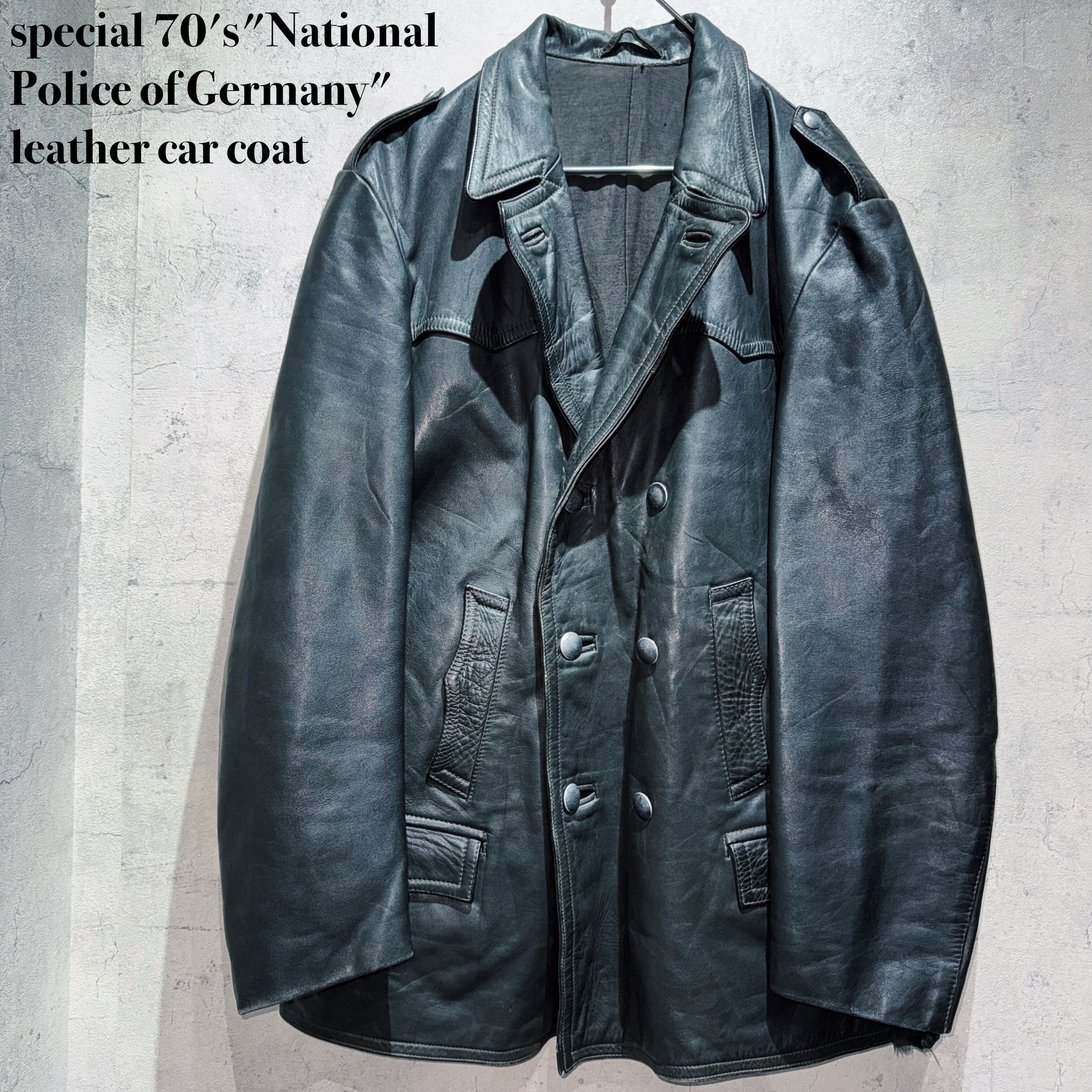 special 70's"National Police of Germany"leather car coat
