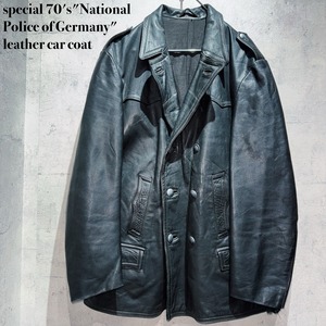 special 70's"National Police of Germany"leather car coat