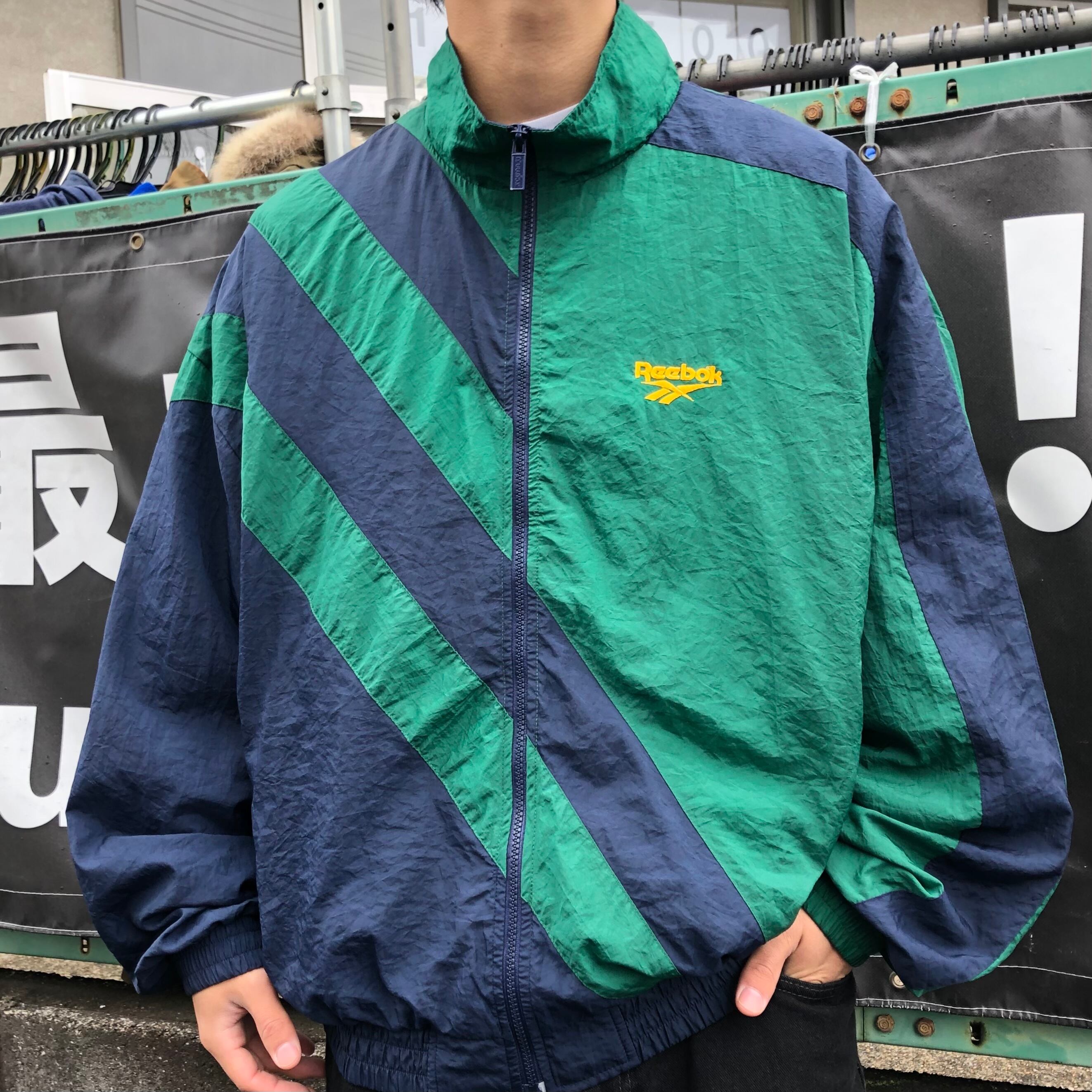 Reebok 90s ナイロンジャケット XL ダボ 緑 人気 - ナイロンジャケット