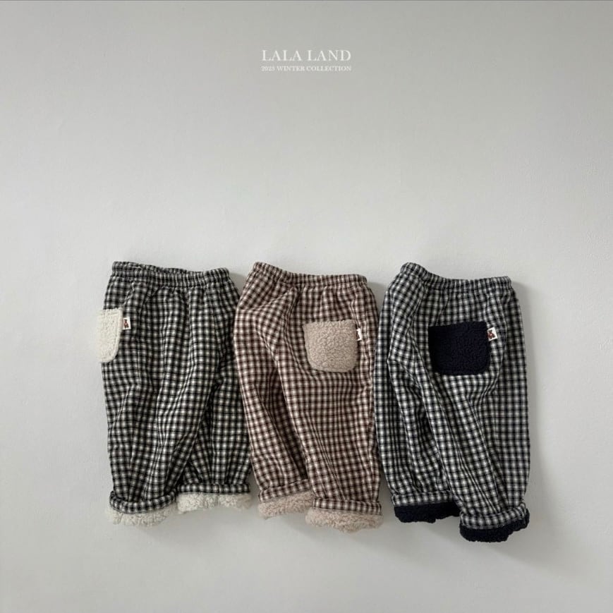 予約⌇LALALAND / check boa cotton pants