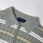 イタリア製 MARIO CALDI マリオカルディ ボーダー ハーフジップ 半袖 ポロニット 5/マルチ メンズ