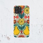 受注生産 iPhoneケース レモンと洋梨のカラフル民芸柄｜フルーツモチーフ PSYF019D