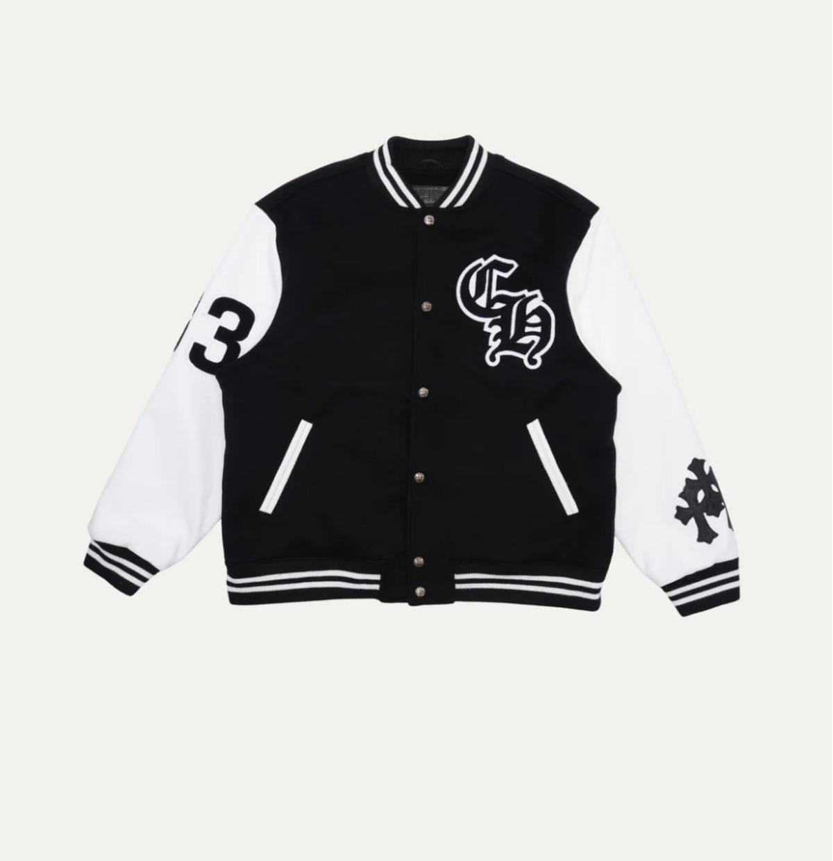 CHROME HEARTS クロムハーツ Cashmere and Leather Varsity Jacket 