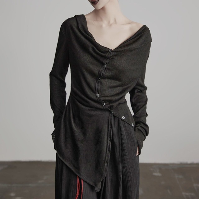 Drape neck wrap sleeve cardigan C1049