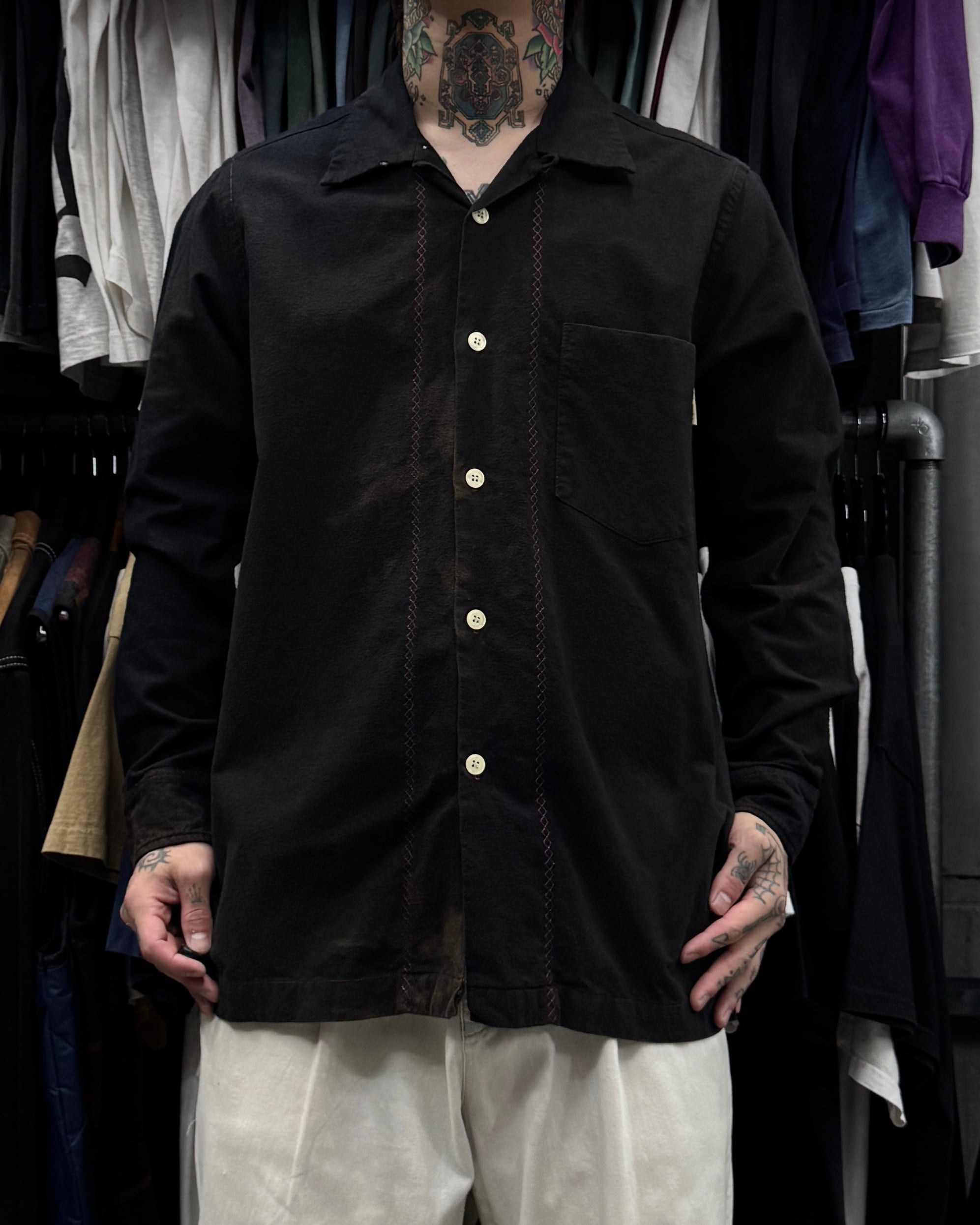 Special‼︎】80's~90's old stussy Open Collar Cotton Shirts “黒タグ