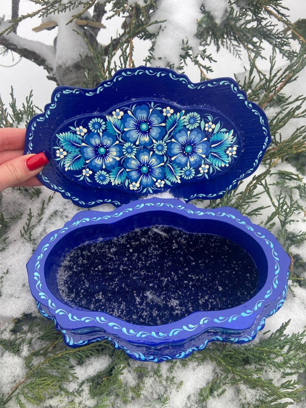 ペトリキウカ塗り　ジュエリーボックス 23cm（ティモシェンコ作）ウクライナ製 - 8