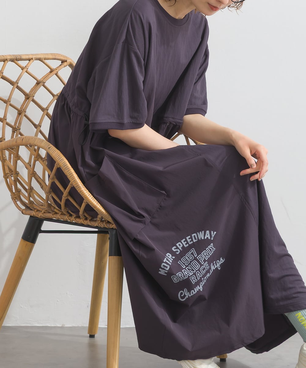 K261086 【接触冷感シリーズ】 カノコ異素材切替ワンピース / Cool