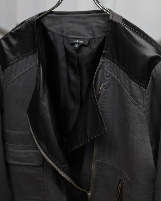 short length Switching leather blouson