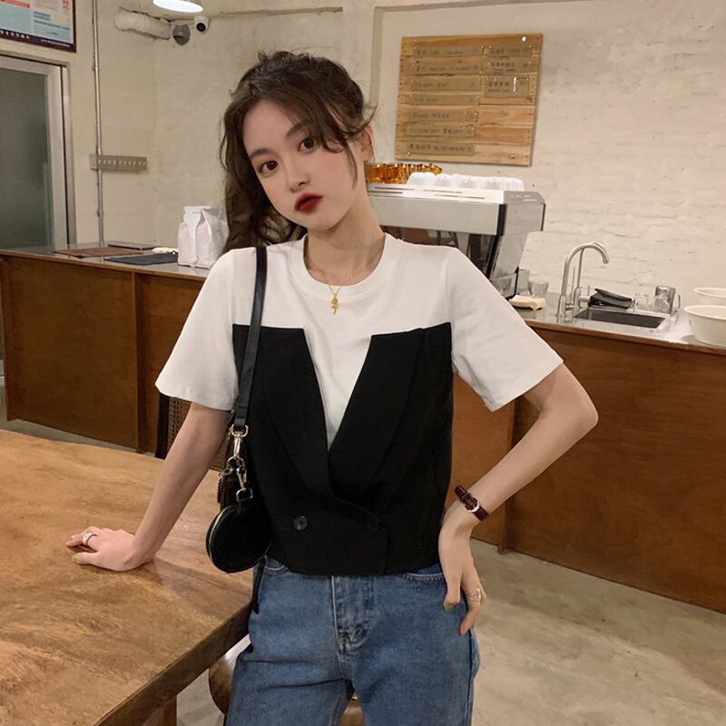 ショートTシャツ サマーレッドルーズツーピース 夏物 試着室47394426376