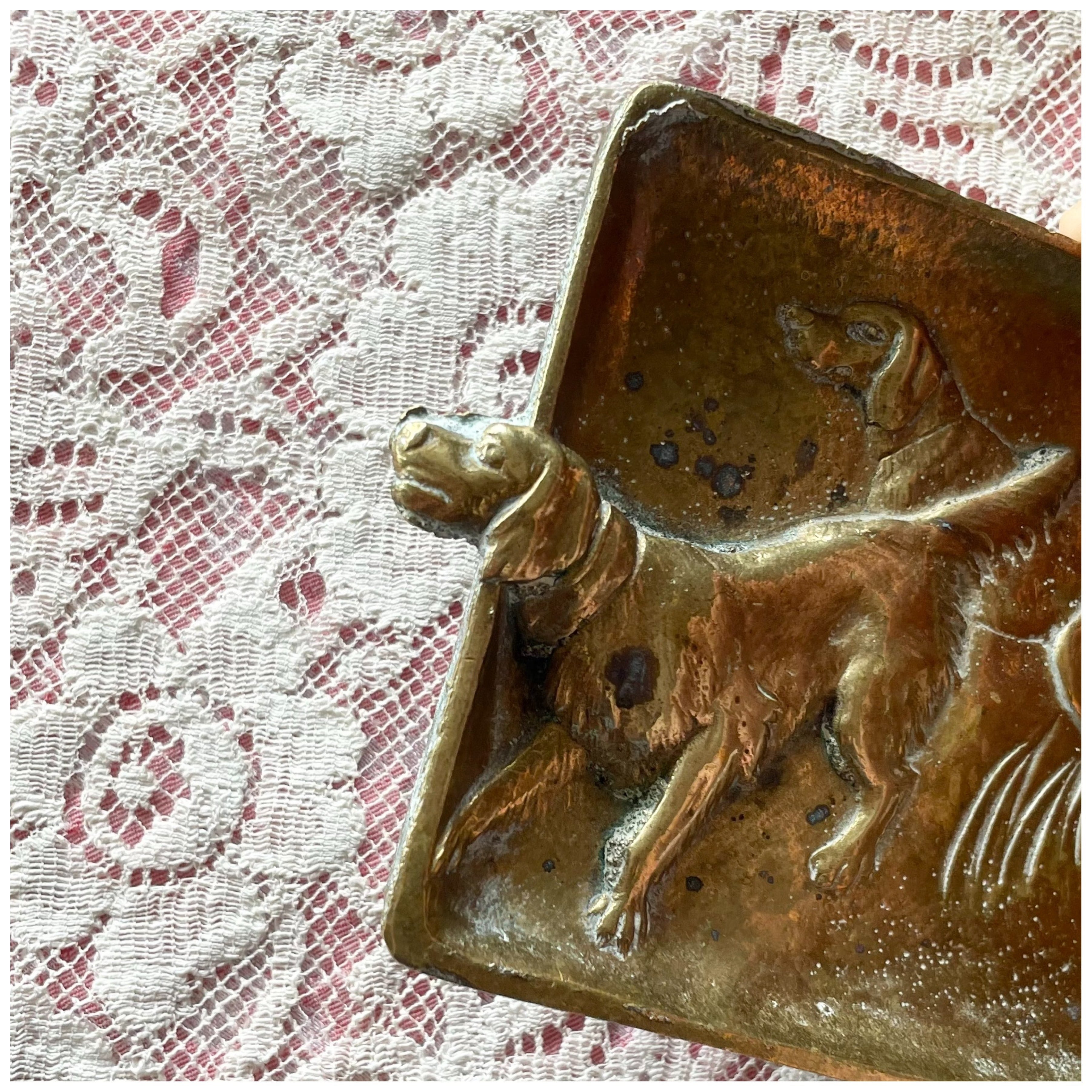 フランス ヴィンテージ 灰皿 アシュトレイ 小物置き トレー 真鍮 犬