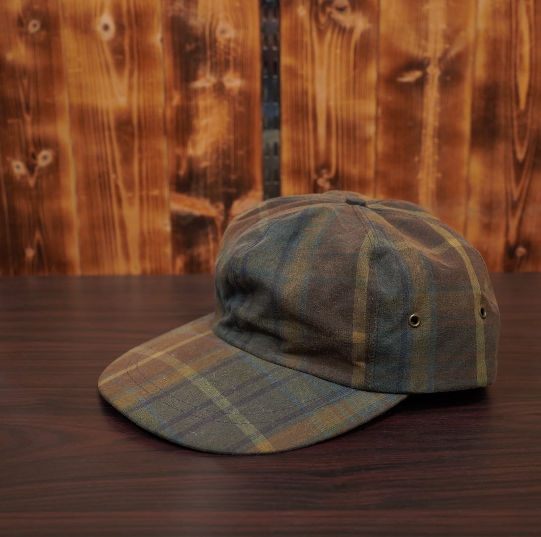 80s90s ralphlauren オイルド usa製 ロングビル キャップ L/ラルフローレン チェック