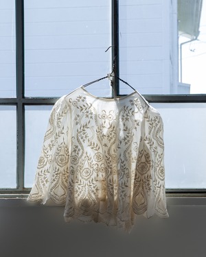 1980s embroidered sheer top