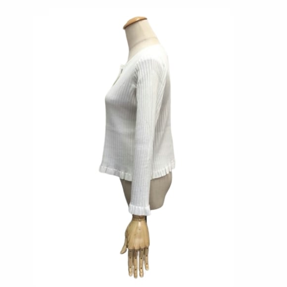 スーパービューティー カーディガン 裾フリル ワイドリブ編み