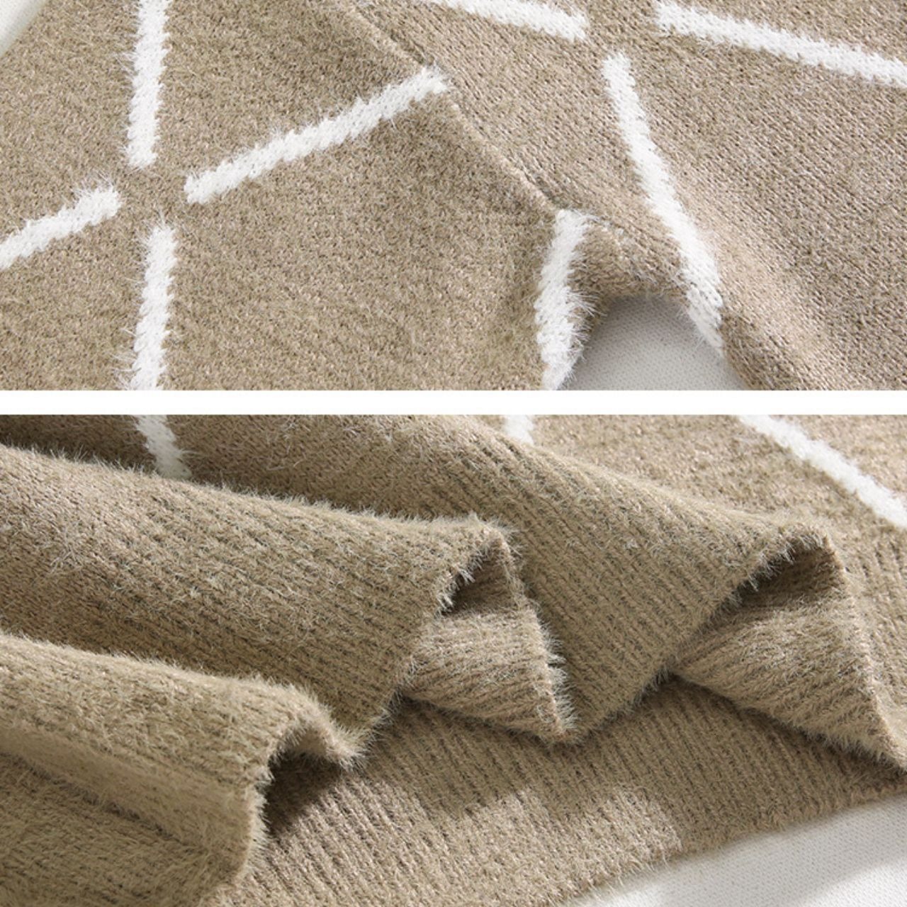 格子柄ソフトシャギーニット　MT0080351