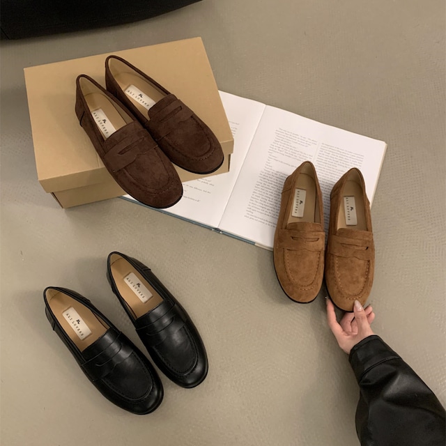 suede loafer with flat sole