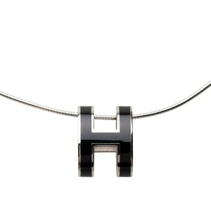 エルメス ポップアッシュ ポップH ペンダント ネックレス シルバー ブラック メタル SV925 シルバー レディース HERMES 【中古】