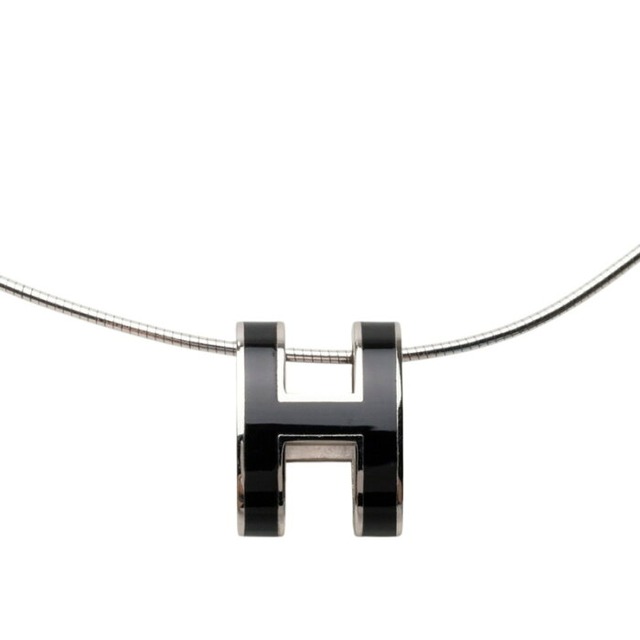 エルメス ポップアッシュ ポップH ペンダント ネックレス シルバー ブラック メタル SV925 シルバー レディース HERMES 【中古】