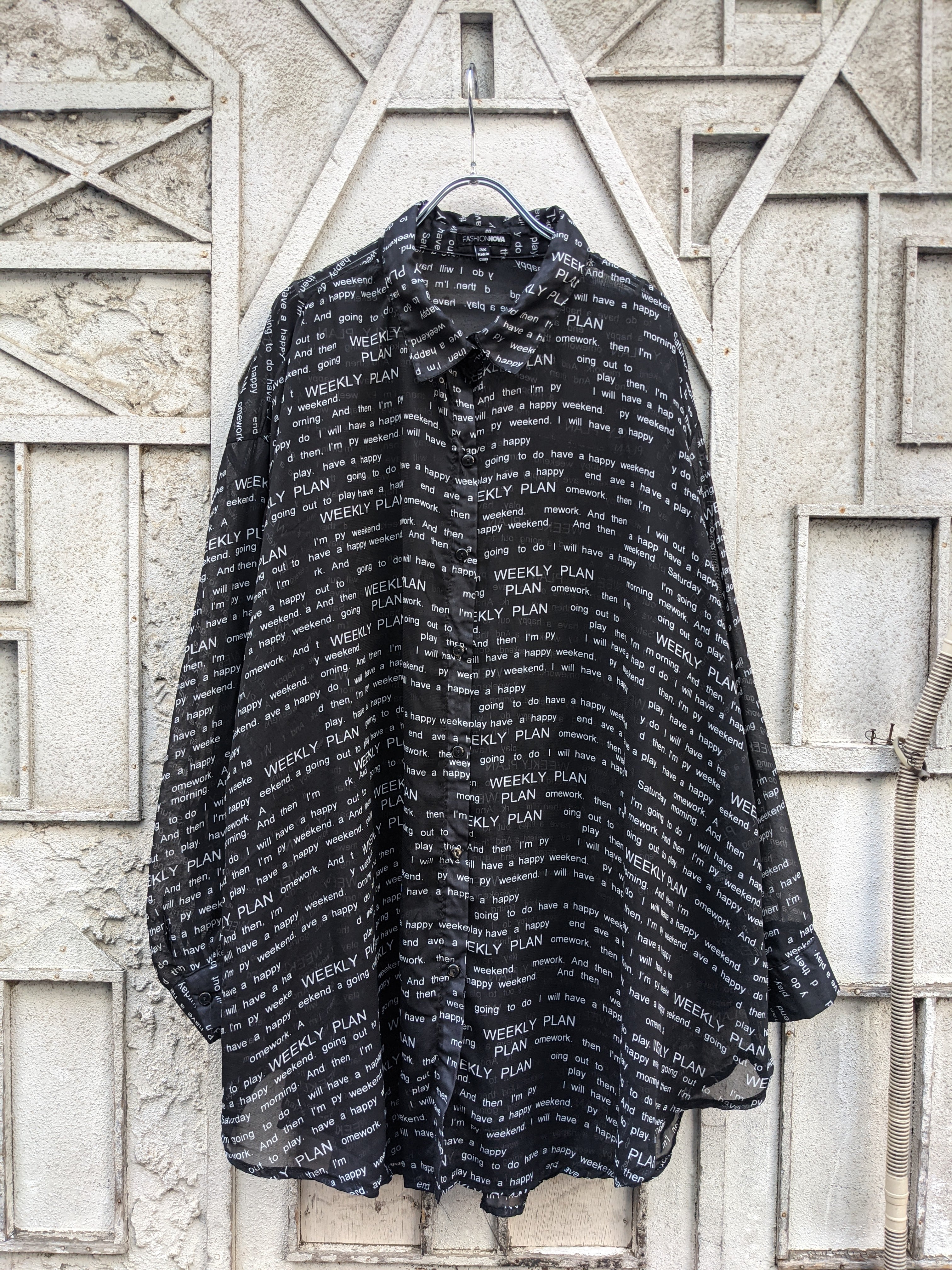 "MESSAGE" see-through shirt