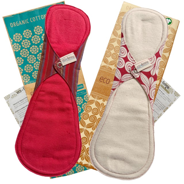 夜用 防水あり 布ナプキン 2枚 オーガニック フェアトレード Eco Femme