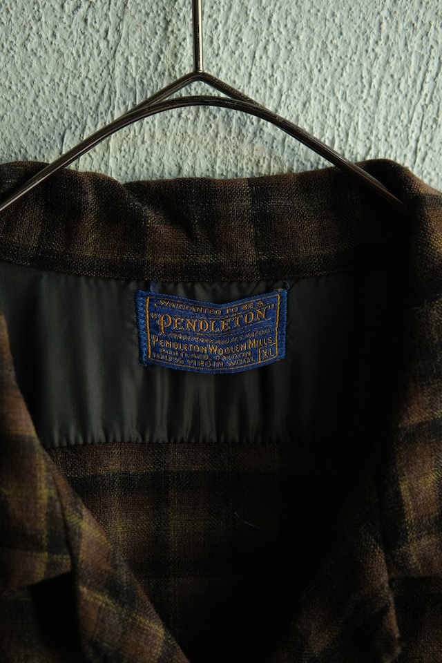 Utah/50's "PENDLETON" ombre check wool shirt