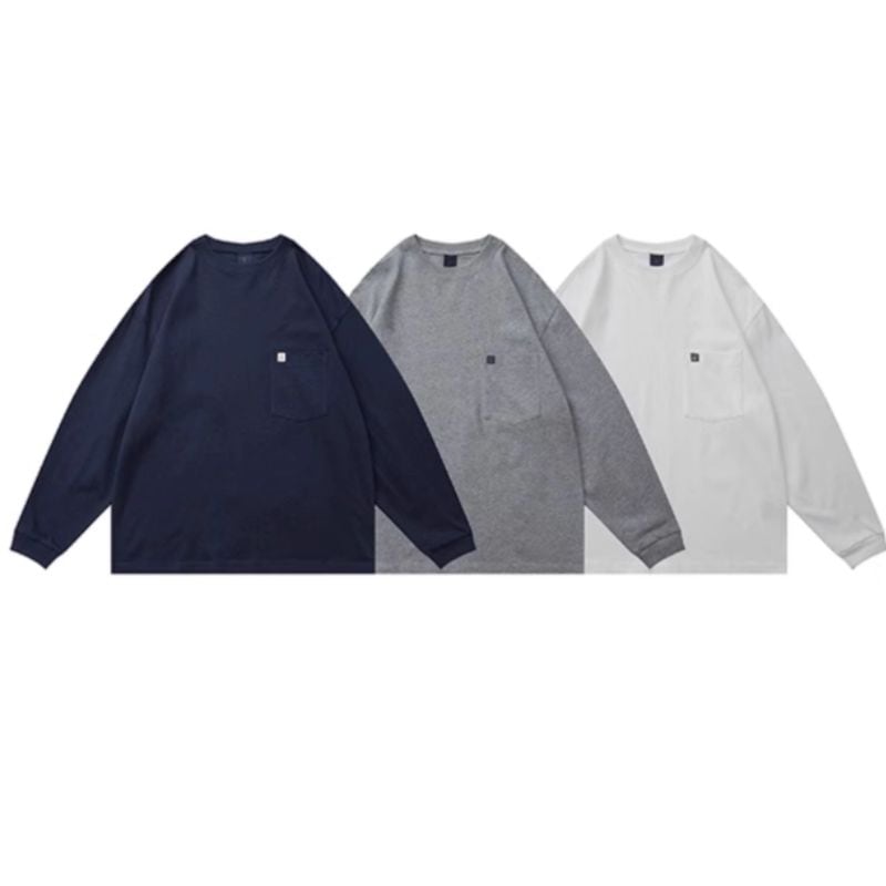 ポケット付きクルーネック長袖Tシャツ A18731