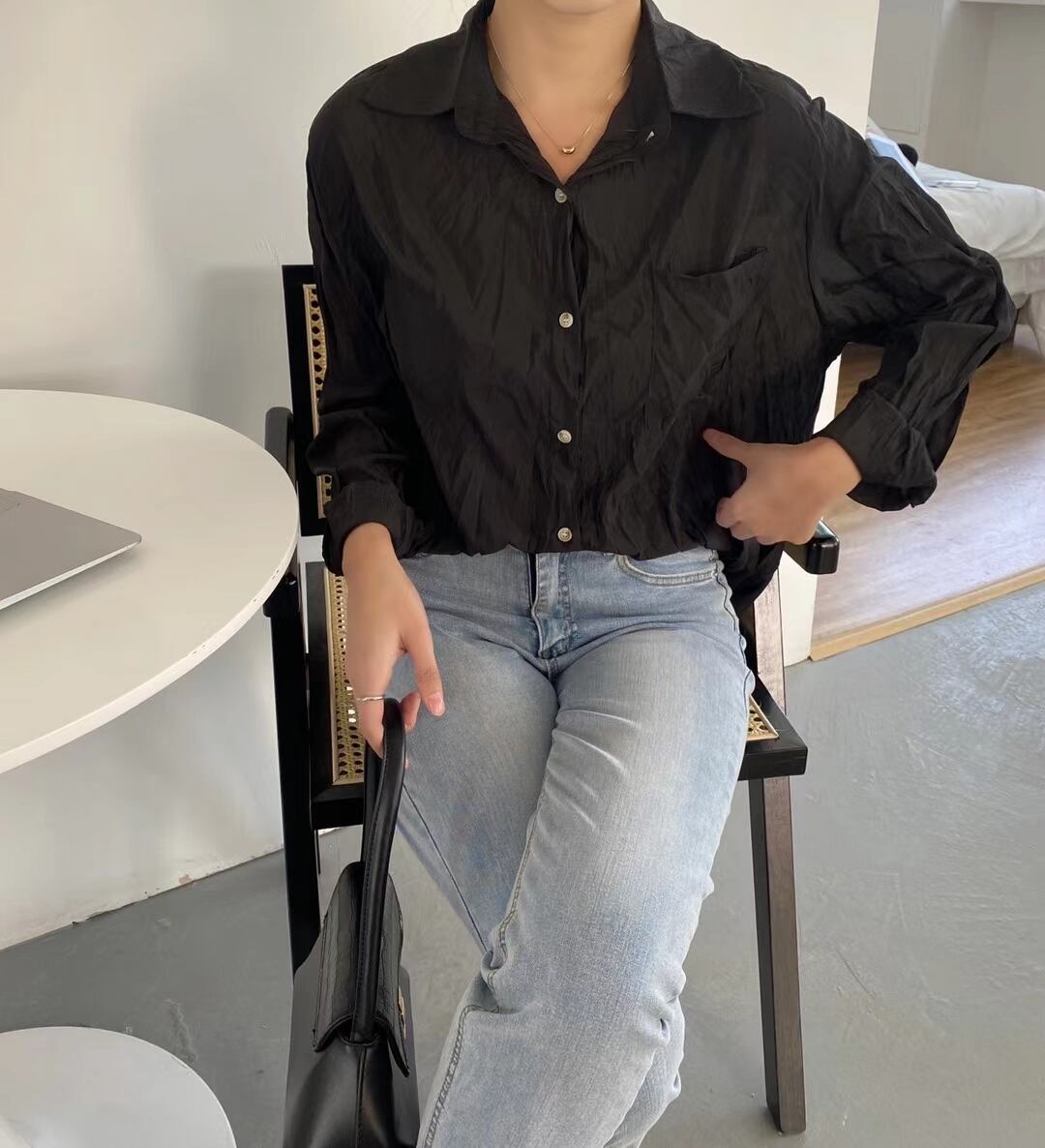 シワ加工　とろみシャツ　AJ2205-609