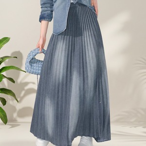 プリーツ ウォッシュデニムロングスカート 00017