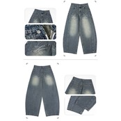 ストリート  ワイドデニムパンツ P395